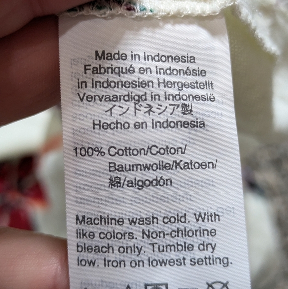 ✨3/$15 Madewell white red pink floral cotton side tie tshirt S - Picture 10 of 10